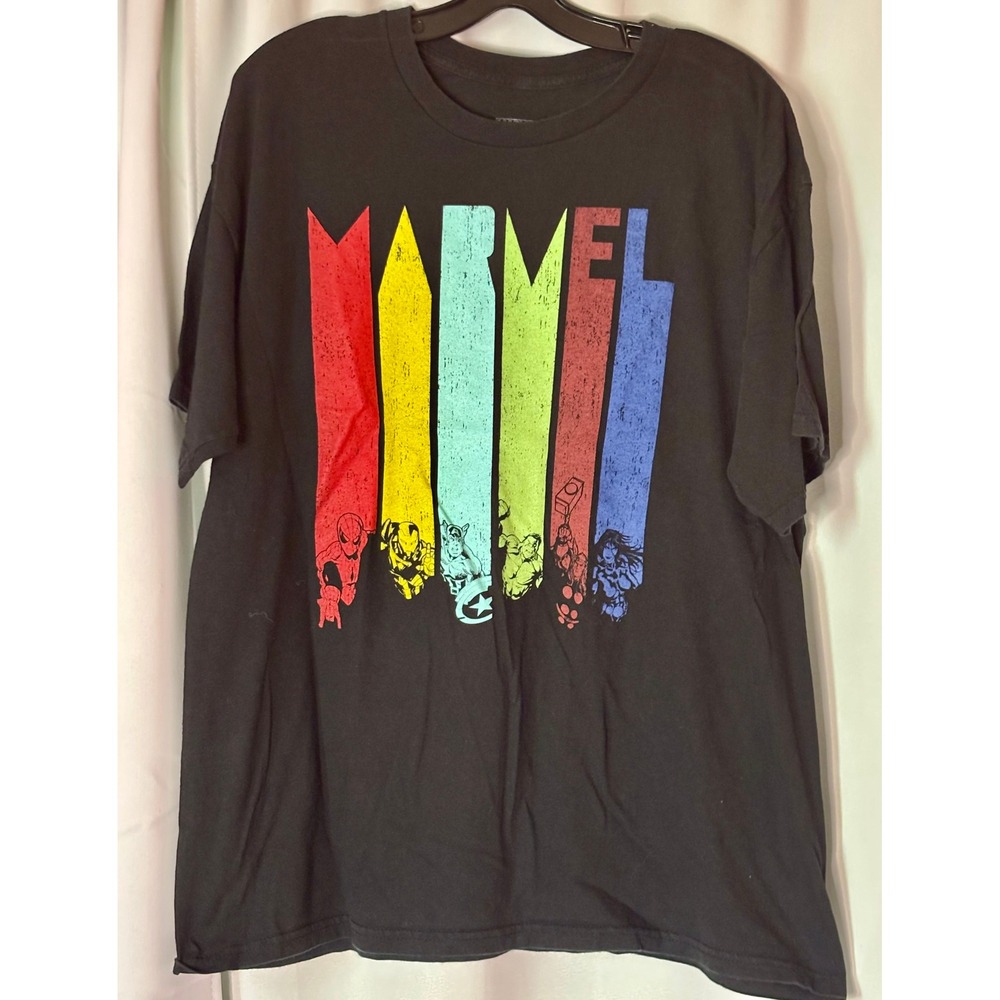 Marvel Avengers Melting Colors Prism Graphic T-Shirt Mens XL Black Tee